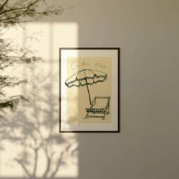 Beach Umbrella Art Print - Sun Lounger, House Decor - thumbnail 2