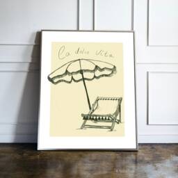 Beach Umbrella Art Print - Sun Lounger, House Decor - thumbnail 3