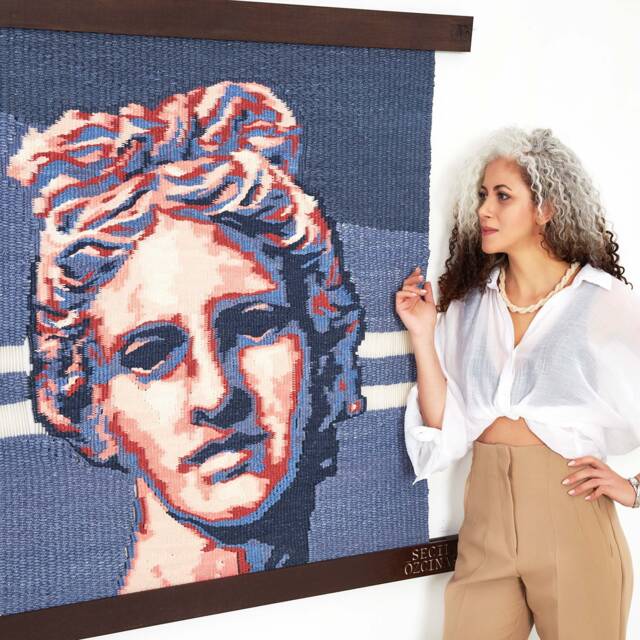 Handwoven Cotton Wall Tapestry Large Bohemian Fiber Art - image 1