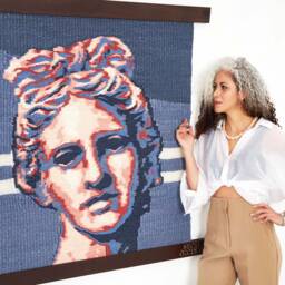 Handwoven Cotton Wall Tapestry Large Bohemian Fiber Art - thumbnail 1