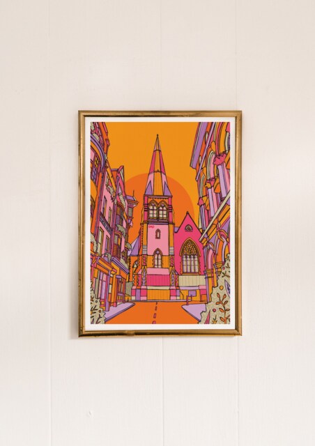 Dublin Ireland Art Print Colorful Travel Poster, Bright Home Decor - image 1