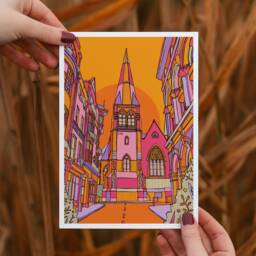 Dublin Ireland Art Print Colorful Travel Poster, Bright Home Decor - thumbnail 2
