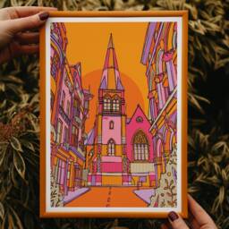 Dublin Ireland Art Print Colorful Travel Poster, Bright Home Decor - thumbnail 3