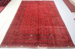 6'7x9'4 Ft Vintage Red Rug Turkmen Bashiri Bukhara Rug/ High Pile Handmade Wool Rug/ Afghan Oriental Area For Bedroom/ Office - thumbnail 1