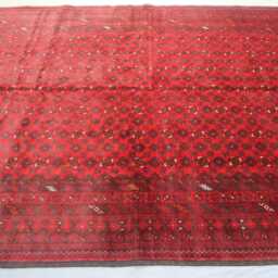 6'7x9'4 Ft Vintage Red Rug Turkmen Bashiri Bukhara Rug/ High Pile Handmade Wool Rug/ Afghan Oriental Area For Bedroom/ Office - thumbnail 3