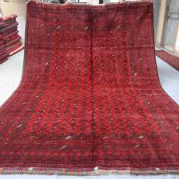 6'7x9'4 Ft Vintage Red Rug Turkmen Bashiri Bukhara Rug/ High Pile Handmade Wool Rug/ Afghan Oriental Area For Bedroom/ Office - thumbnail 4