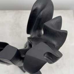 Charred Apple Wood Sculpture - Hand Carved Abstract Art Japandi Decor Black Essence - thumbnail 4