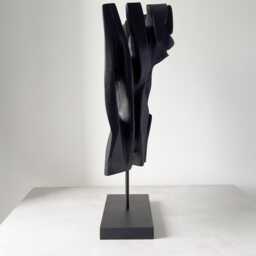 Charred Apple Wood Sculpture - Hand Carved Abstract Art Japandi Decor Black Essence - thumbnail 3