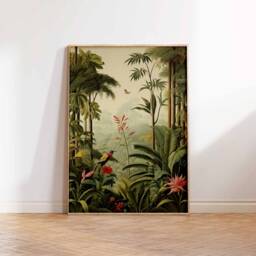 Vintage Botanical Print, Tropical Floral Poster, Henri Rousseau Art, Decor, Wall Jungle Aesthetic - thumbnail 3