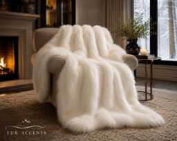 Soft White Faux Fur Throw - Luxury Minky Blanket Custom Made in Usa