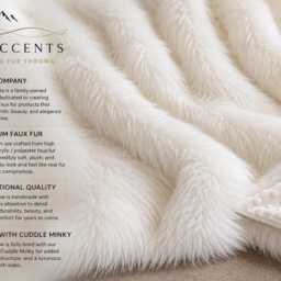 Soft White Faux Fur Throw - Luxury Minky Blanket Custom Made in Usa - thumbnail 4
