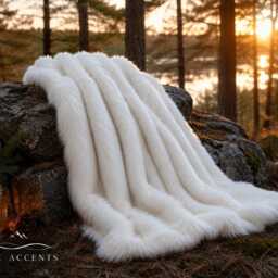 Soft White Faux Fur Throw - Luxury Minky Blanket Custom Made in Usa - thumbnail 2