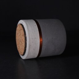 Dual-Cast Concrete Pen Holder, Modern Copper Desk Decor, Sculpted Office Object - Volcano Collection - thumbnail 3