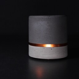 Dual-Cast Concrete Pen Holder, Modern Copper Desk Decor, Sculpted Office Object - Volcano Collection - thumbnail 2