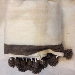 Moroccan Pom Blanket & Throw, Bohemian Blanket, Berber Wool Hand Woven, Handmade Bed Spread, Cover - thumbnail 3