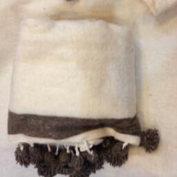 Moroccan Pom Blanket & Throw, Bohemian Blanket, Berber Wool Hand Woven, Handmade Bed Spread, Cover - thumbnail 2