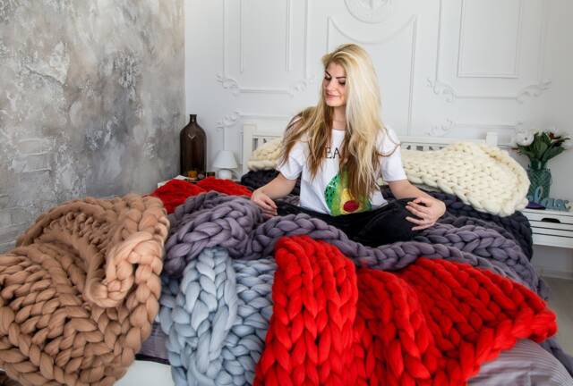 Ready To Ship With Express Shipping Chunky Knit Blanket, Merino Wool Knits, Christmas Blanket - image 1