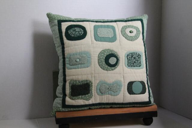 Mid-Century Geometric Shapes Applique & Quilted Pillow - image 1