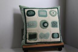 Mid-Century Geometric Shapes Applique & Quilted Pillow - thumbnail 1