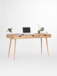 Heim - Computer Desk, Wood Desk With Black Drawers, Bureau, Mid Century Modern
