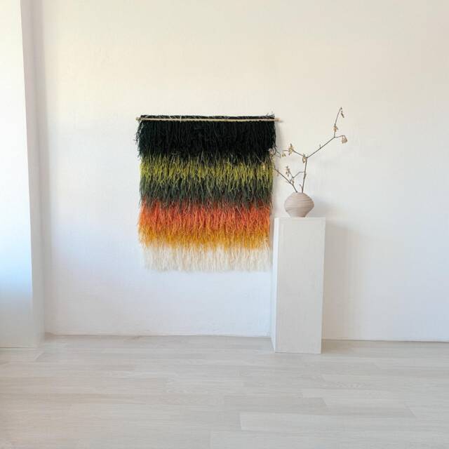 Handwoven Wool Wall Art - Textured Hanging Boho Decor Gradient Tapestry Shaggy Unique Weaving - image 1