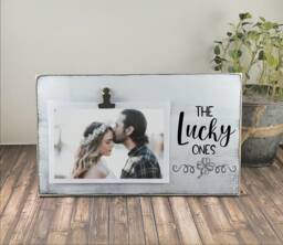 The Lucky Ones Wooden Picture Frame, Irish Pride Holder, 4 Leaf Clover Photo Board Clip, Family Gift, Shamrock, St Patricks Day Gift - thumbnail 1