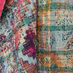 Hand Stitched Persian Kantha Quilt Cotton Bedspread, Reversible Boho Throw Blanket Textile - thumbnail 2