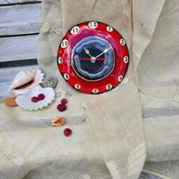 Handmade Ceramic Wall Clock - Colorful Sunset Design, Small Modern Art - thumbnail 4