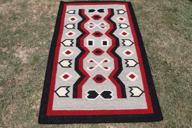 Navajo Rug Kilim Southwestern Native American Tribal Style 100% New Zealand Wool Hand Woven Transitional Area Rug, 3' X 5', Gray Red - image 1