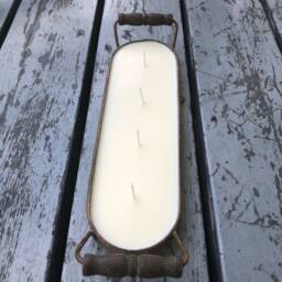 Farmhouse Candle 4-Wick Soy Candle in Galvanized Metal Tray, Custom Fragrance - thumbnail 3