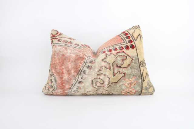 Handmade Kilim Lumbar Pillow Cover Vintage Turkish Wool Cushion - 16x24 - image 1