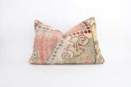 Handmade Kilim Lumbar Pillow Cover Vintage Turkish Wool Cushion - 16x24 - thumbnail 1