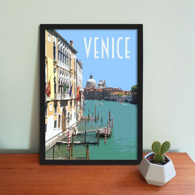 Venice Travel Poster - Retro Style Italy Art Print - image 1
