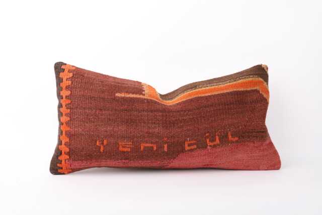 Kilim Lumbar Pillow Cover 12x24 Turkish Bohemian Cushion - image 1