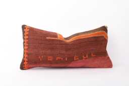 Kilim Lumbar Pillow Cover 12x24 Turkish Bohemian Cushion - thumbnail 1