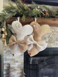 Personalized Burlap Cat Christmas Stocking With Bow
