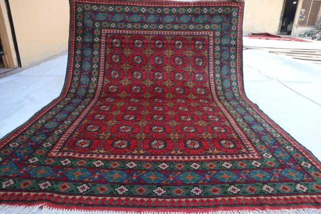 5x7 Ft Luxury Small Afghan Akhcha Handmade Rug, High Pile Rug Turkmen Bokhara Area Rug, Livingroom Tribal Bedroom Office Rug - image 1