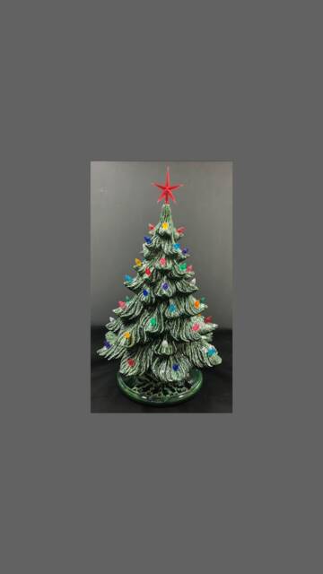 Ceramic Christmas Tree - Red Star - image 1
