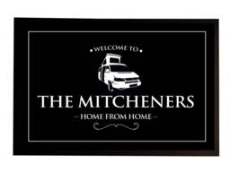 Personalised Camper Van Door Mat - Pop Top Black & White Label 60 X 40 cm - thumbnail 1