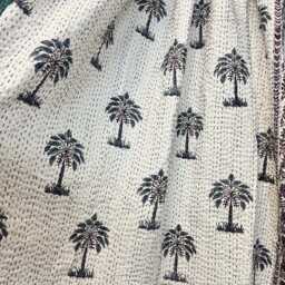 Kantha Stitch Pure Cotton Reversible Bed/Sofa Throw King Size - Handmade Handprinted Country Dohar Winter White Dark Grey Maroon Palm Tree - thumbnail 4