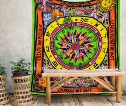 Handmade Celtic Mandala Tapestry Large Zodiac Wall Hanging Bohemian Hippy Beach Blanket Astrology Meditation Throw Boho Queen Bedsheet