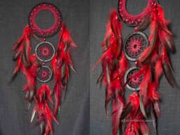 Dream Catchers Red Catcher Large Dreamcatcher Boho Wall Hanging Decor American Mascots Indian Talisman Feathers
