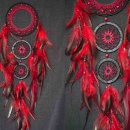 Dream Catchers Red Catcher Large Dreamcatcher Boho Wall Hanging Decor American Mascots Indian Talisman Feathers - thumbnail 2