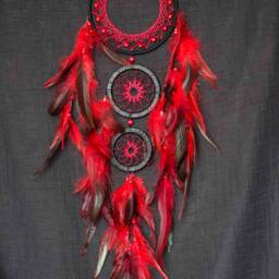 Dream Catchers Red Catcher Large Dreamcatcher Boho Wall Hanging Decor American Mascots Indian Talisman Feathers - thumbnail 4