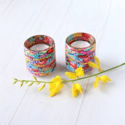 Colorful Shabbat Candlesticks Jewish Candle Holder - Passover Seder Gift Made in Israel - thumbnail 3