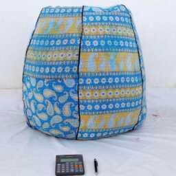 xl Kantha Bean Bag Cover, Handmade Reclaimed Cotton Bohemian Pouf - thumbnail 3