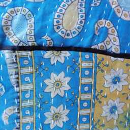 xl Kantha Bean Bag Cover, Handmade Reclaimed Cotton Bohemian Pouf - thumbnail 4