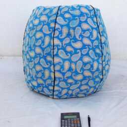 xl Kantha Bean Bag Cover, Handmade Reclaimed Cotton Bohemian Pouf - thumbnail 2