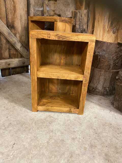 Rustic Bespoke Custom Wooden Bedside Table Made From Reclaimed Pine Backed Version - image 1