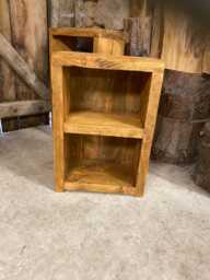 Rustic Bespoke Custom Wooden Bedside Table Made From Reclaimed Pine Backed Version